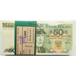 Polska, PRL, paczka bankowa 50 złotych 1988, seria HN
