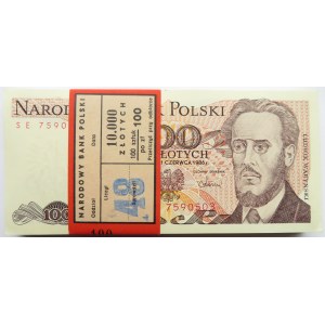 Polska, PRL, paczka bankowa 100 złotych 1986, seria SE