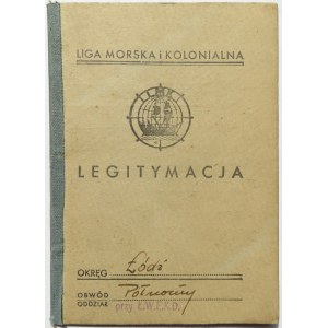 II RP, Legitymacja do odznaki Liga Morska i Kolonialna, okręg Łódź z 1939 rokuę