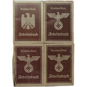 III Rzesza, Arbeitsbuch, zestaw 4 książek pracy wydanych w latach 1939-40