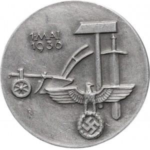 Niemcy (III Rzesza), odznaka przypinka 1 maja 1936, sygnowana, bardzo ładna
