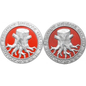Niemcy (III Rzesza), dwie odznaki 600 lat miasta Nowa Ruda, sygnowane