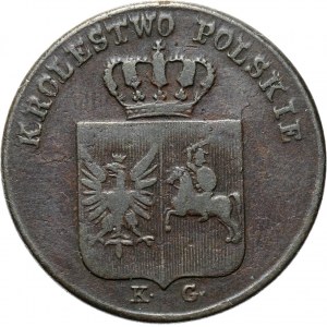 Powstanie Listopadowe, 3 grosze 1831 K.G., Warszawa, rzadkie bez kropki po POLS (R2)