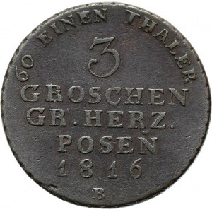 Wielkie Księstwo Poznańskie, 3 grosze 1816 B, Wrocław
