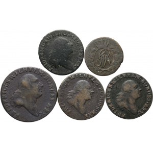 Prusy Południowe, lot miedzianych monet, 5 sztuk
