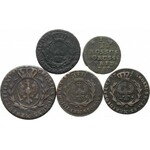 Prusy Południowe, lot miedzianych monet, 5 sztuk
