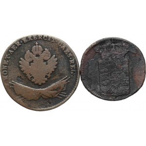 Polska pod zaborami, zestaw dwóch monet, 1 grosz 1794, 1 szeląg 1774