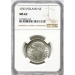 Polska, II RP, Kobieta, 5 złotych 1933, Warszawa, NGC MS62, piękne!