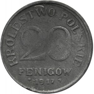 Königreich Polen, 20 fenig 1917, Fälschung der Zeit, Zink?