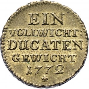 Niemcy, Prusy, odważnik ciężaru 1 dukata 1772, mosiądz