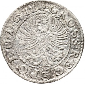 Zygmunt III Waza, grosz 1611, przewrócona 6 w dacie i dwie kropki je poprzedzające, Kraków