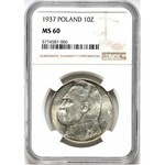 Polska, II RP, Józef Piłsudski, 10 złotych 1937, Warszawa, NGC MS60