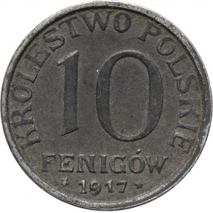 Królestwo Polskie, 10 fenigów 1917, rzadsza odmiana, ładne