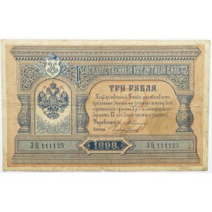 Rosja, Mikołaj II, 3 ruble 1898, seria ZC, podpis Timaszew, RZADKIE
