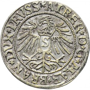 Prusy Książęce, Albrecht, grosz pruski 1537, Królewiec, piękny z połyskiem