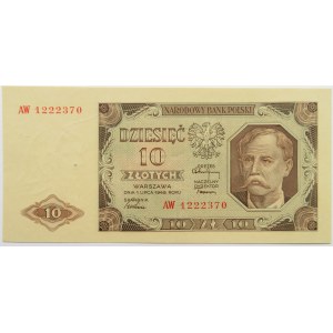 Polska, RP, 10 złotych 1948, seria AW, UNC