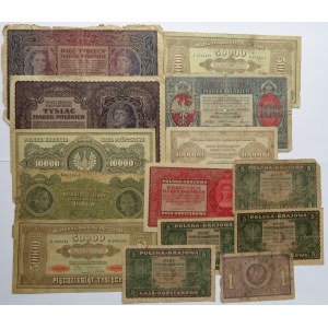 Polska, II RP, lot banknotów markowych 1916-1919, 14 sztuk