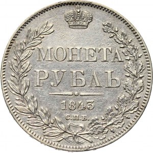Rosja, Mikołaj I, 1 rubel 1843 A Cz, Petersburg, ładny