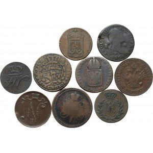 Europa, lot 9 miedzianych monet XVIII/XX wiek