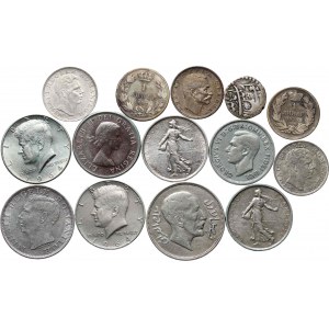 Świat, lot 14 srebrnych monet, XIX/XX wiek