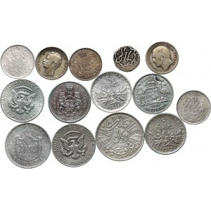 Świat, lot 14 srebrnych monet, XIX/XX wiek