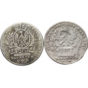 Niemcy, Brandenbergia, lot dwóch monet 20 kreuzer 1765, różne mennice