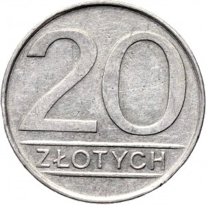 Polska, PRL, 20 złotych 1984, destrukt skrętka o 130 stopni