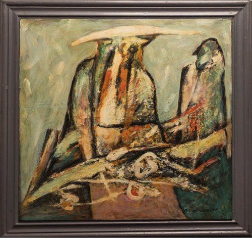 Henryk Mądrawski (1933-2009), Przy stole, 1988