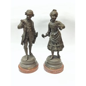 Due statuette: “Mozart di Bruchon” e “Bouquetière di Bruchon”