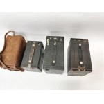 Three Kodak #2 Brownie cameras, one in a case