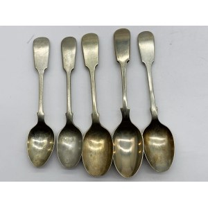 5 silver-plated teaspoons in a similar style