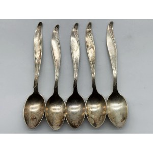 5 silver-plated Hefra MET-60 teaspoons