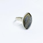 Silver ring with a large labradorite