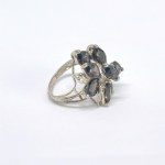 Anello grande in argento con quarzi fumé naturali