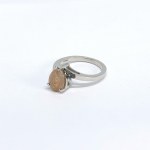 Silver ring with natural quartz and two diamonds