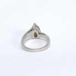 Silver ring with natural quartz and two diamonds