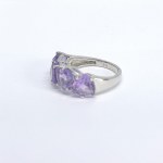 Silver ring with natural amethysts