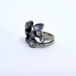 Silver ring with natural amethysts