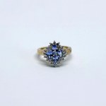 Gold-plated silver ring with natural tanzanites and white sapphires