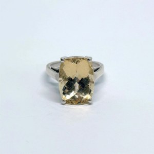 Silver ring with a large natural citrine