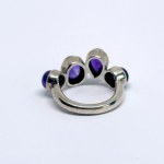 Silver ring with large natural amethysts