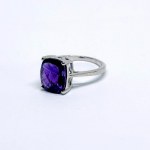 Silver ring with a large natural amethyst