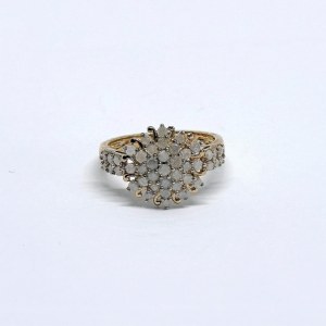 Strieborný pozlátený prsteň s diamantmi 0,43 Ct