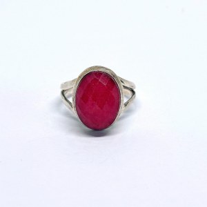 Silver Ring with a Large Cabochon Ruby