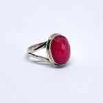 Silver Ring with a Large Cabochon Ruby