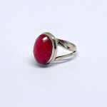 Silver Ring with a Large Cabochon Ruby