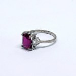 Silver Ring with a Natural Ruby and White Sapphires