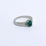 Silver Ring with a Natural Emerald and White Sapphires