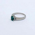 Silver Ring with a Natural Emerald and White Sapphires