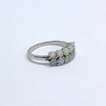 Silver ring with natural opals and 0.02 ct diamonds